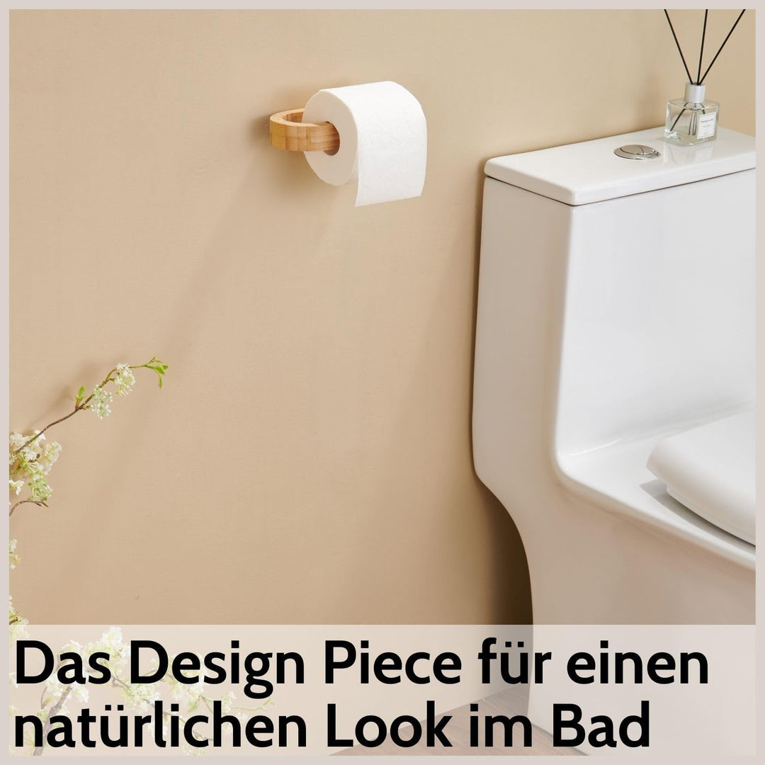 DEKAZIA® Toilettenpapierhalter Bambus | Toilettenpapierhalter Holz | Klopapierhalter Bambus | Klorol