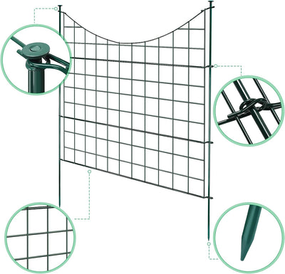 Randaco Teichzaun Gartenzaun 5tlg Set, Gartenzäune Dekorative mit 11 Zaunelemente-5 Zaunelemente und