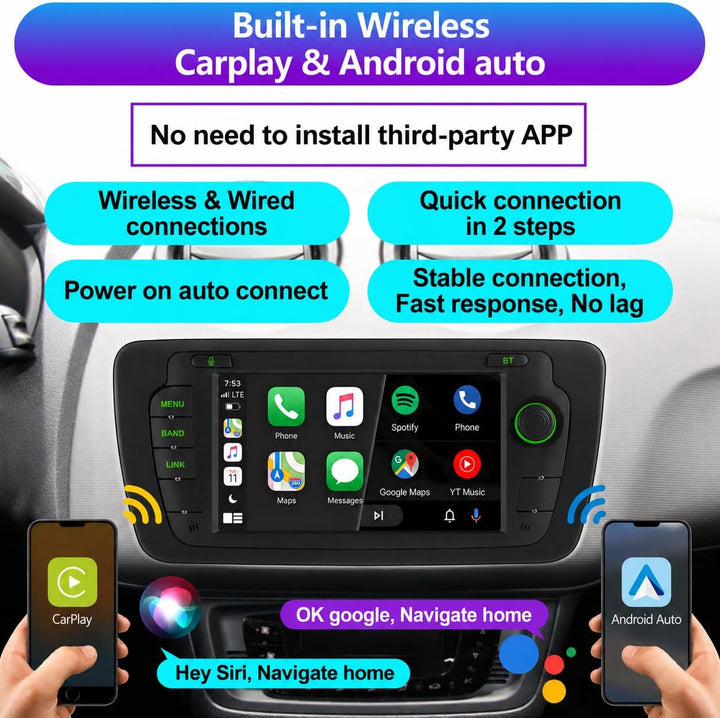 Auto-Radio für Seat Ibiza 6j IV 2008-2014 | Linux-System,Hohe Leistung, Ibiza Radio mit Wireless Car