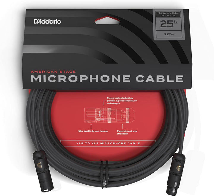 Planet Waves PW-AMSM-25 American Stage Mikrofonkabel 7,5m (25 Fuss) schwarz 7,6 Meter / 25 Fuss, 7,6