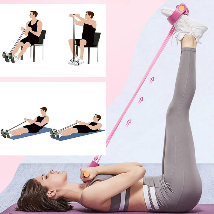 Expander Fitness mit Rückentrainer und Fitnessbänder, Bauchtrainer, Sportgeräte Zuhause, 6 Tubes Gum