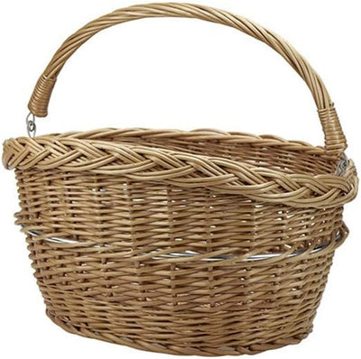 KLICKfix Farradtasche Weidenkorb Lenkerkorb, Beige, 30 x 40 x 31 cm Single, Single