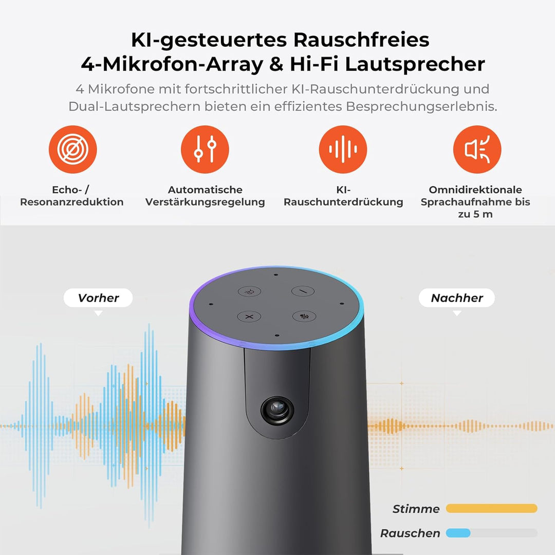 Nuroum C40(2nd Gen) 4K Videokonferenz-Webcam mit Mikrofon und Lautsprecher, 8MP CMOS Sensor,5X Zoom,