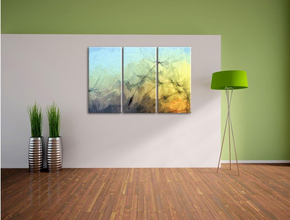 Pixxprint Pusteblumensamen als Leinwandbild/Grösse: 3 Teilig (120x80) cm/Wandbild/Kunstdruck/fertig