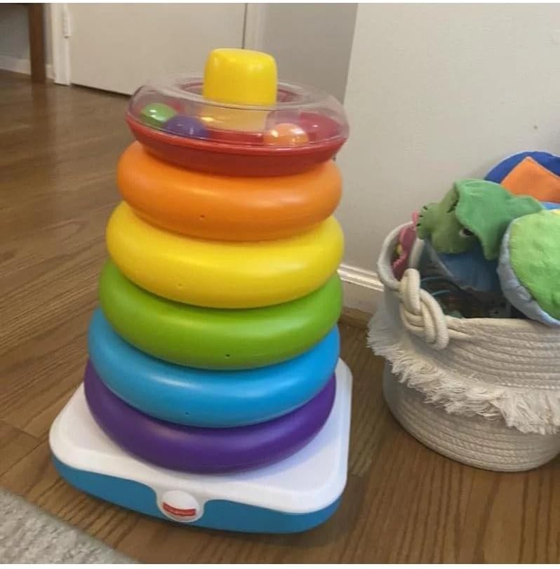 Fisher-Price GJW15 - GJW15 Gigantische Farbring Pyramide, Stapelspielzeug mit Ringen für Babys und K