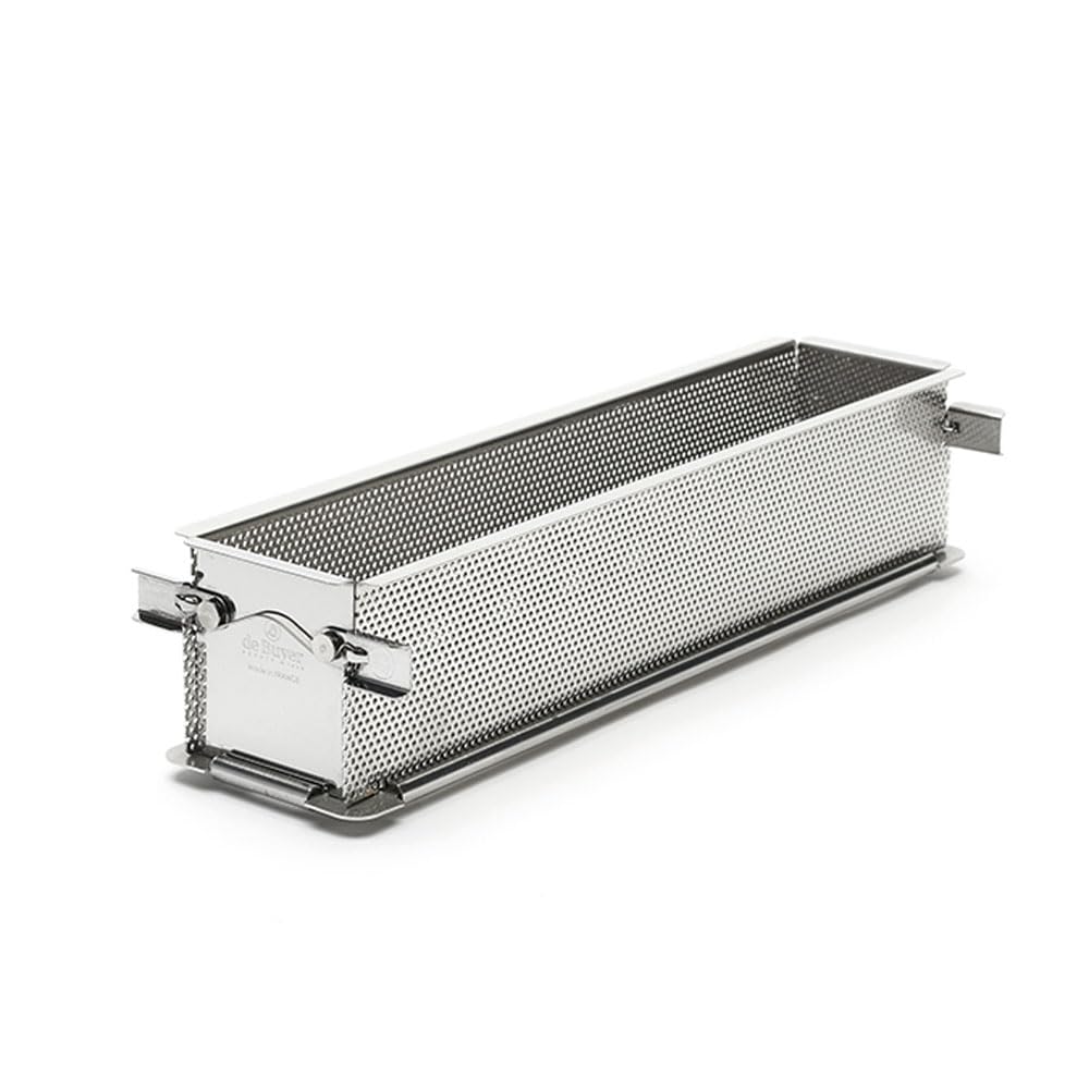 de Buyer - rechteckige aufklappbare Backform GEOFORME aus perforiertem Edelstahl -35x7x7,5 cm - 3210