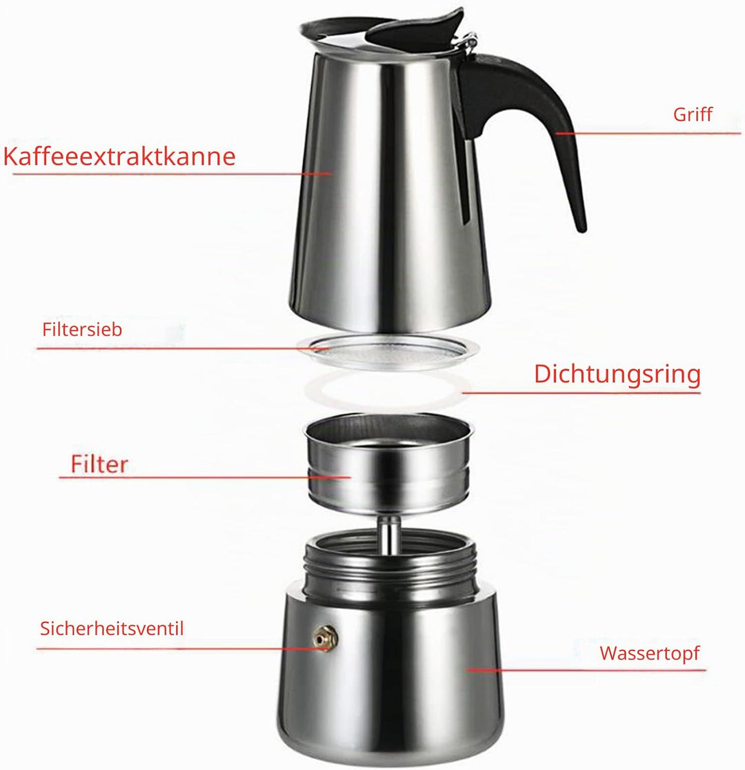Espressokocher, 220V Edelstahl Elektrisch Kaffeekanne 4 Tassen Espressokanne, 200 ml Mokkakocher Kaf