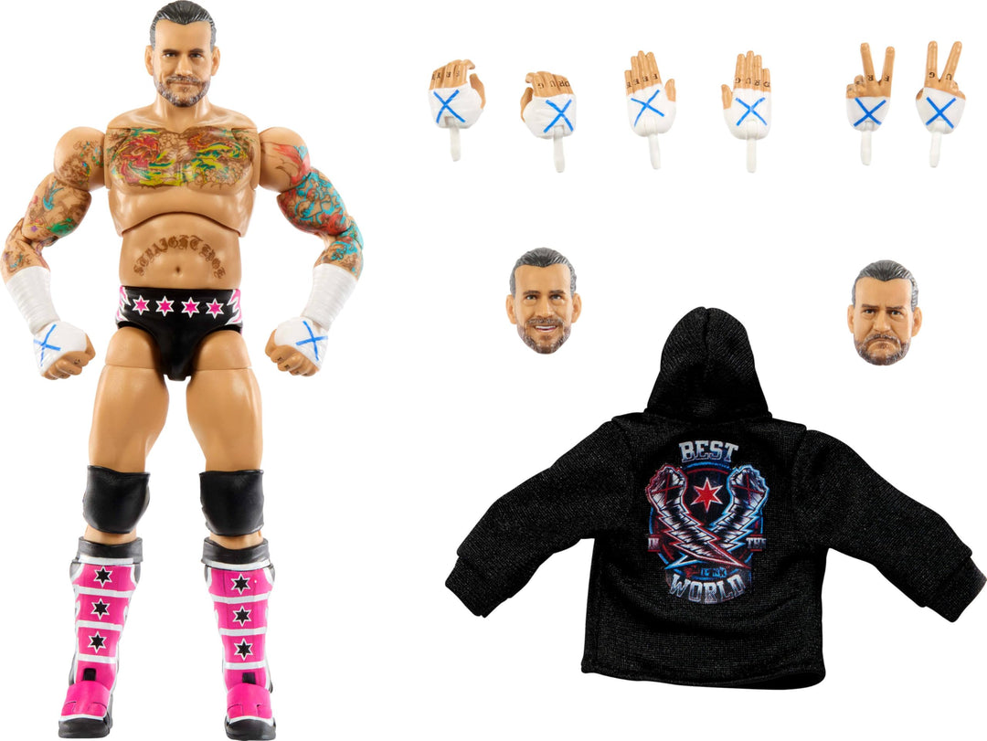 Mattel WWE Ultimate Edition Actionfigur &amp; Zubehör Set, CM Punk 15,2 cm Sammlerstück, austauschbare K