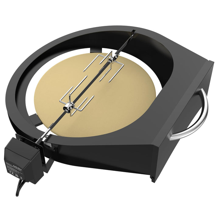 Onlyfire 6065 PizzaRing Kit mit Drehspiess, Pizzaeinsatz und Rotisserie Grillspiess für Kamado Joe C