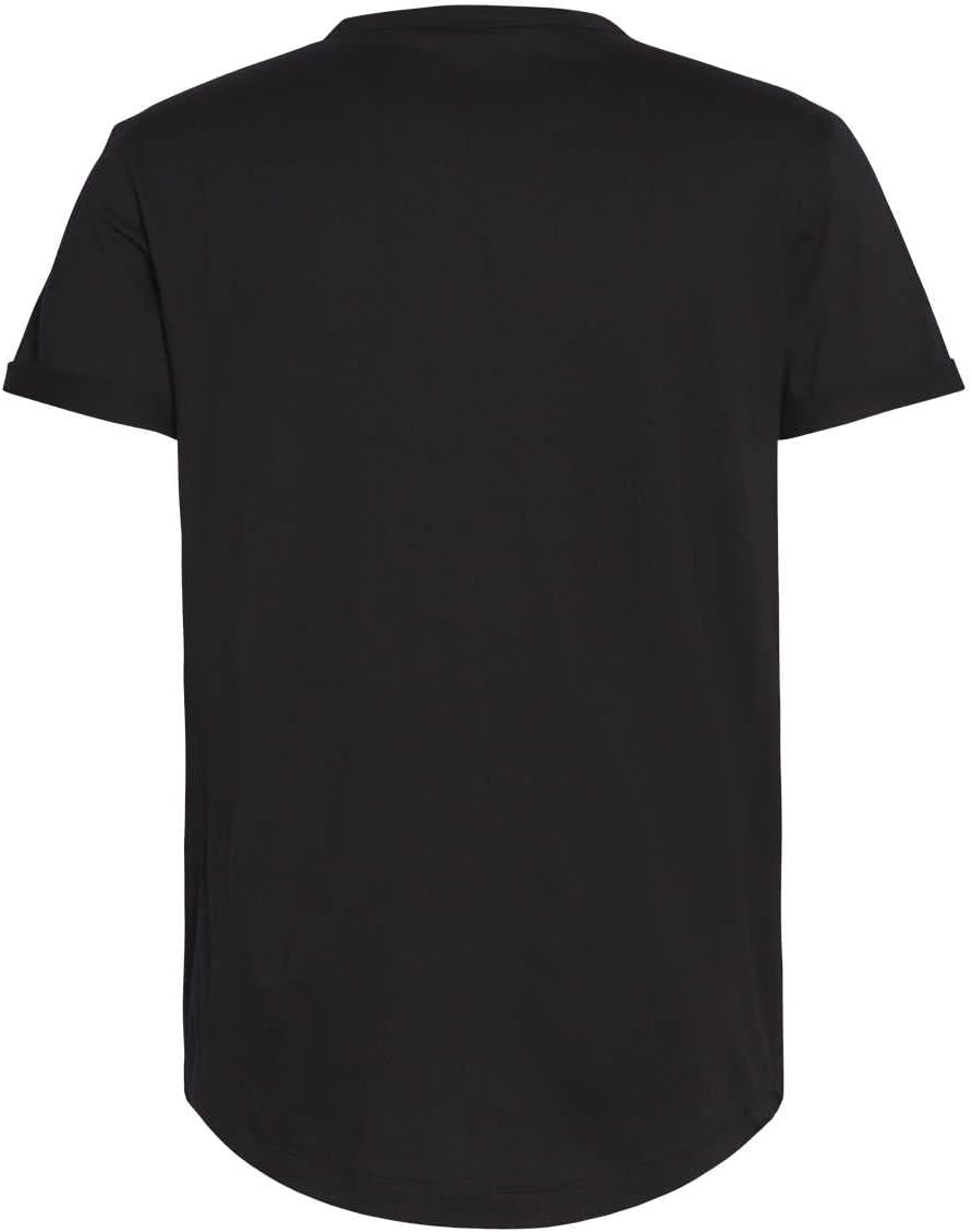 Calvin Klein Herren T-Shirt Kurzarm Badge Turn Up Sleeve Rundhalsausschnitt XXS Black (Ck Black), XX