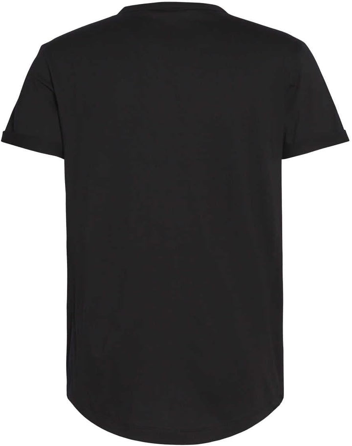 Calvin Klein Herren T-Shirt Kurzarm Badge Turn Up Sleeve Rundhalsausschnitt XXS Black (Ck Black), XX