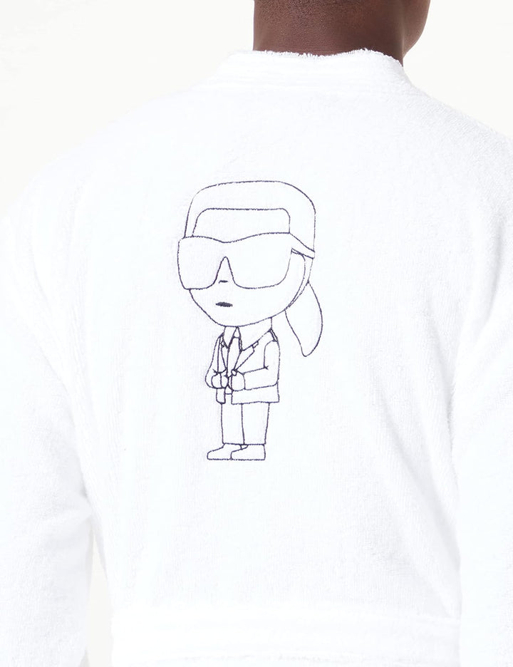 KARL LAGERFELD Herren Ikonik 2.0 Bademantel XL Weiss, XL Weiss