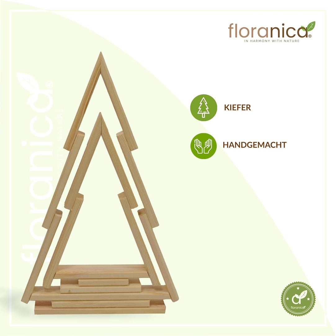Floranica Weihnachtsbaum aus Holz Elfo Ineinander steckbar Unbehandelt 2er Set Weihnachtsdekoratione