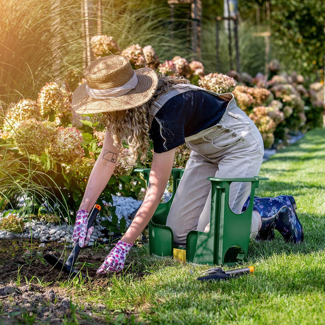 KADAX Gartenhocker, 56.5 x 28 x 37 cm, Kniebank für Gartenarbeiten, 2in1 Kniebank und Tritthocker au