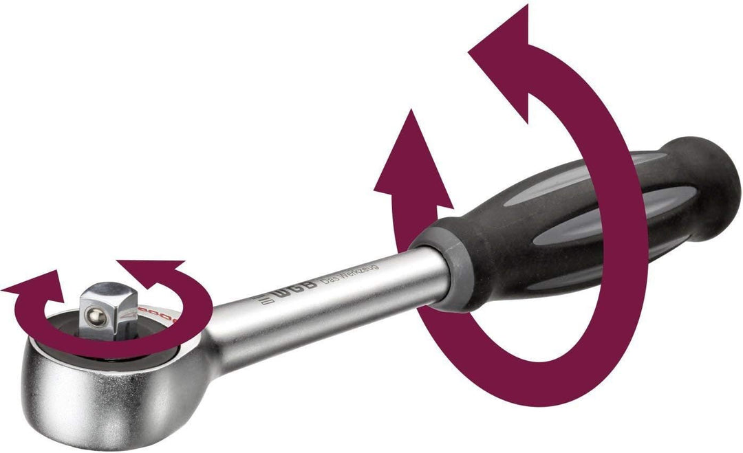 3/8" Rotationsknarre, 60 Zähne | DIN 3122 D | drehbar | Rotary | No.2528 | WGB