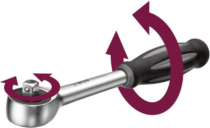 3/8" Rotationsknarre, 60 Zähne | DIN 3122 D | drehbar | Rotary | No.2528 | WGB