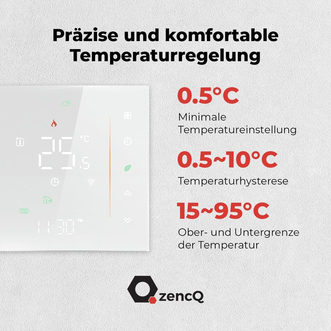 WiFi Thermostat Fussbodenheizung für Elektroheizung, LED Touchscreen Programmierbarer Raumthermostat