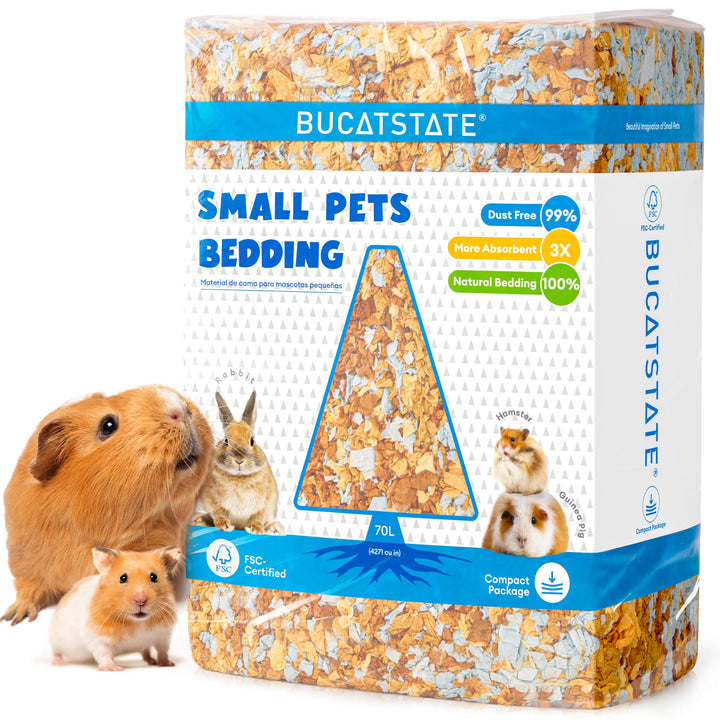 BUCATSTATE Hamsterstreu 70L, wirklich zu 99,9% staubfreie Papier-Einstreu für Nager mit Geruchskontr