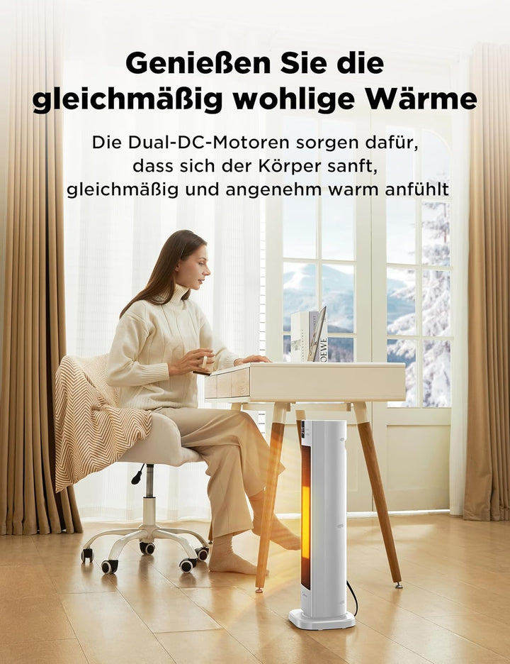 Midea NTH20-22ER(WH) Heizlüfter Energiesparend Leise mit Fernbedienung,PTC 2000 Watt Keramik Heizlüf