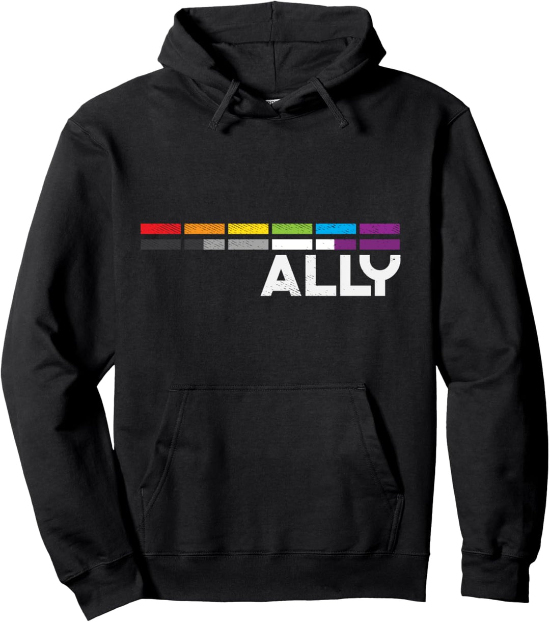 Proud Ally Bars Equality LGBTQ Asexual Flag Ace Pride Ally Pullover Hoodie