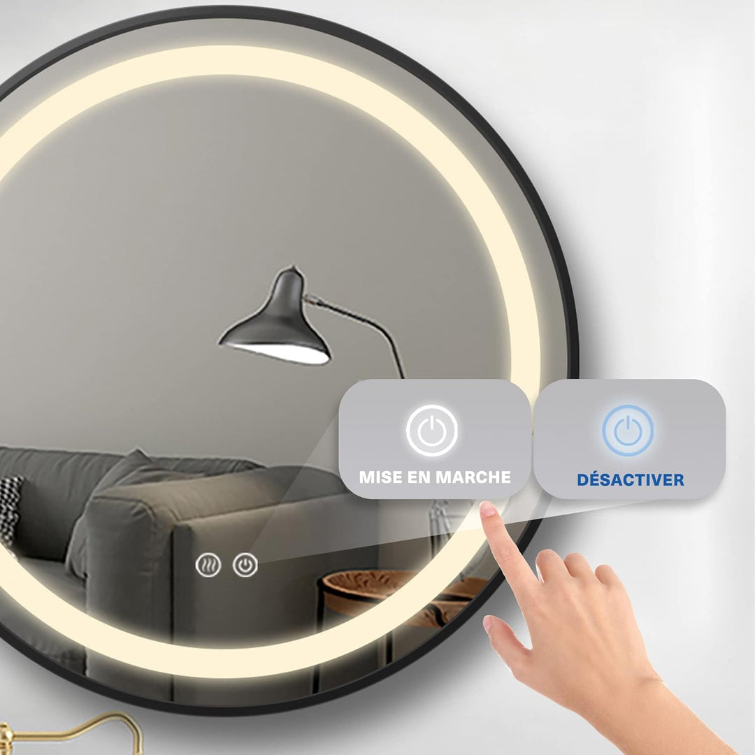 PUCHIKA Badspiegel mit Beleuchtung, Badezimmerspiegel, Touch Schalter, Anti-Beschlag, Memory-Funktio
