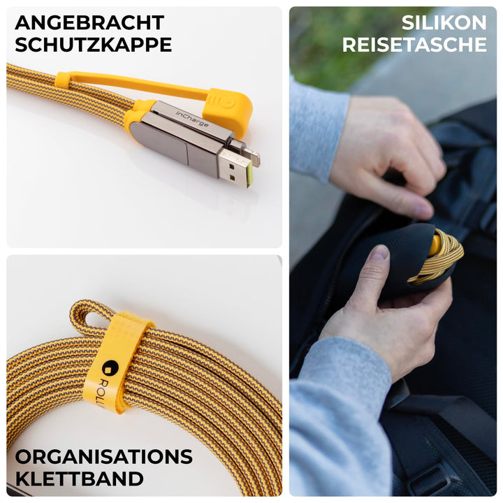 Rolling Square inCharge XL 200 cm - USB-C-Kabel, Universal-Smartphone-Kabel, Geschenk für Männer, 6-