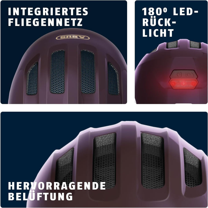 ABUS Kinderhelm Smiley 3.0 ACE LED - Fahrradhelm mit Licht - tiefe Passform & Platz für einen Zopf -