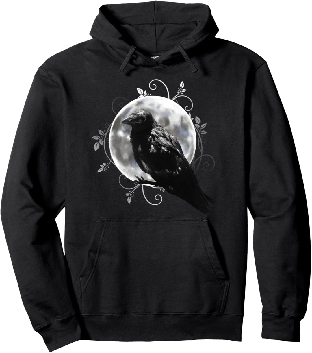 Schwarzer Rabe mit Mond. Occult Halloween Design. Geschenk. Pullover Hoodie