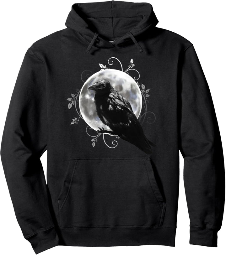 Schwarzer Rabe mit Mond. Occult Halloween Design. Geschenk. Pullover Hoodie