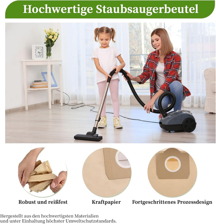 5 Stück Papierfilterbeutel für Kärcher 6.959-130.0, WD3 Staubsaugerbeutel Papier Filtertüten Beutel
