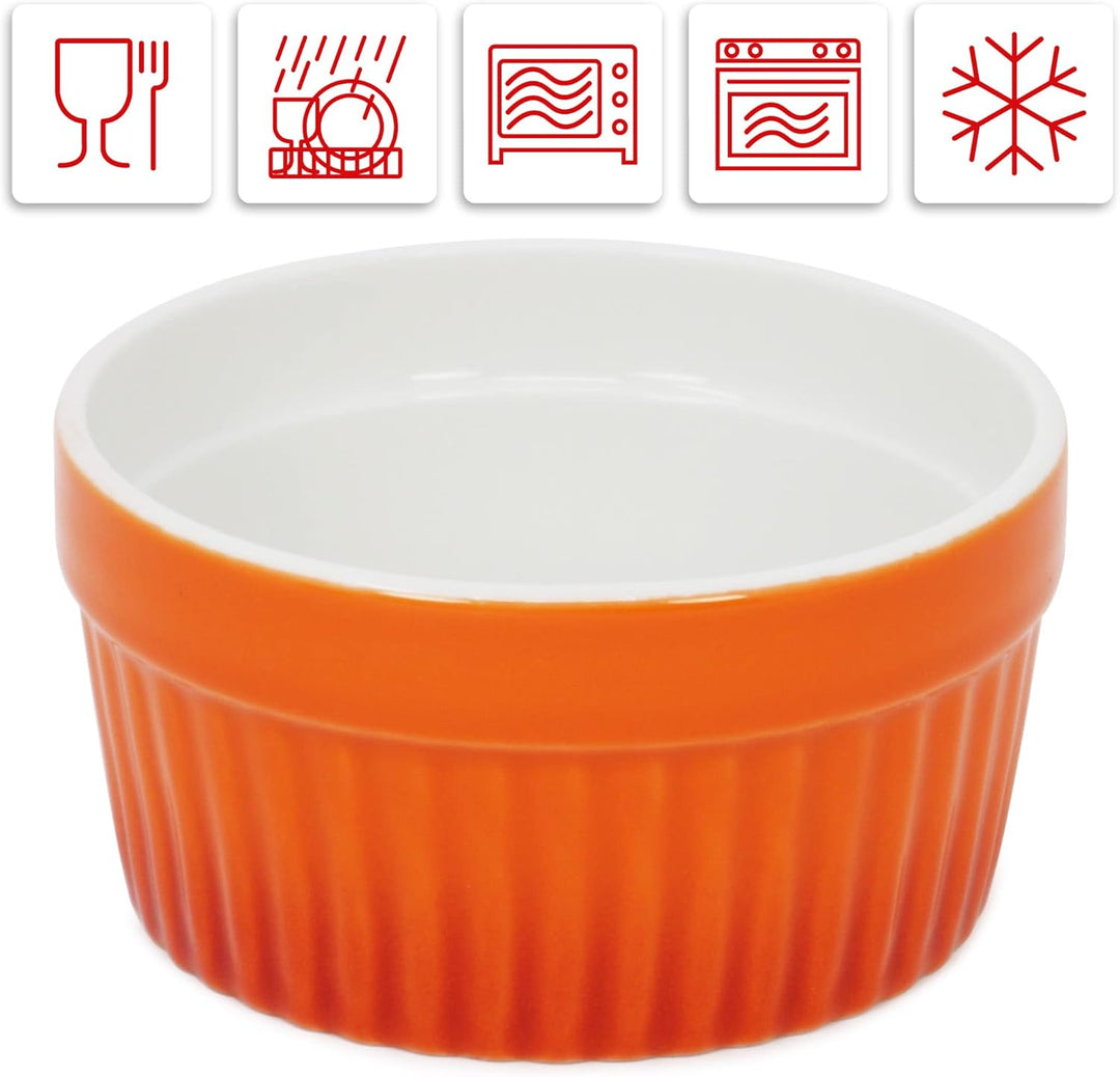 com-four® 6x Ragout Fin Schale - Ofenfeste Förmchen in orange - Creme Brulee Schälchen - Dessertscha