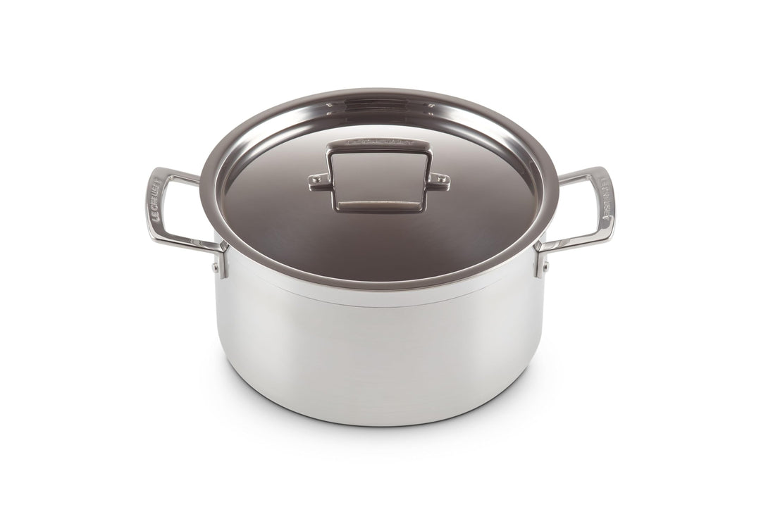 Le Creuset Fleischtopf aus 3-ply Edelstahl mit Deckel, Ø 24 cm, Für alle Herdarten inkl. Induktion g