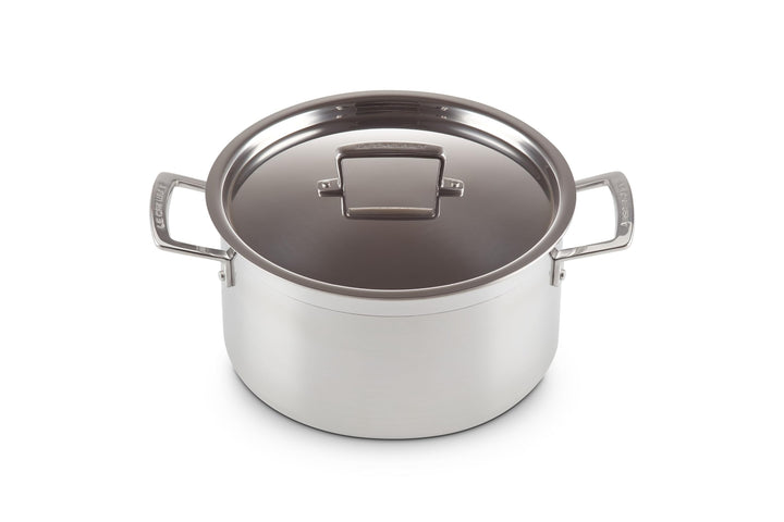 Le Creuset Fleischtopf aus 3-ply Edelstahl mit Deckel, Ø 24 cm, Für alle Herdarten inkl. Induktion g