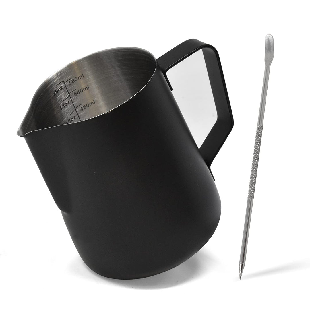 Joeji's Kitchen ﻿﻿Schwarzes 600ml Barista Milchkännchen Edelstahl - ﻿ Milchkännchen zum Aufschäumen
