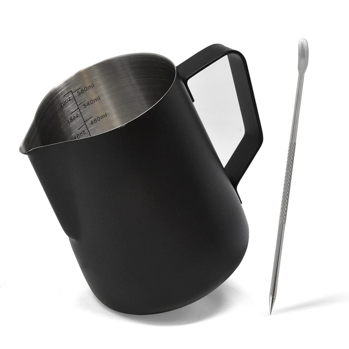 Joeji's Kitchen ﻿﻿Schwarzes 600ml Barista Milchkännchen Edelstahl - ﻿ Milchkännchen zum Aufschäumen