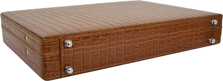 A1 FASHION GOODS Schlank Linie Braun Leder Attache Fall Croc-Druck Aktentasche Dual Lock Bürotasche