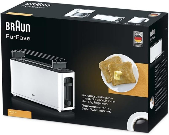 Braun Household HT 3110 WH Toaster | Langschlitz | Extrabreite Toastkammer | Herausnehmbare Krümelsc