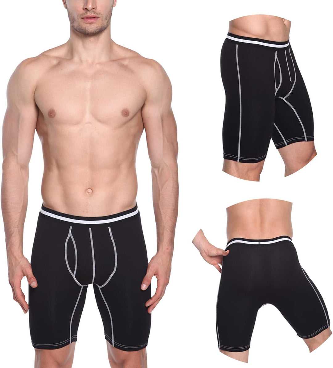 Nuofengkudu Herren Boxershort Langes Bein Sport Fitness Unterhosen Männer Unterwäsche Retroshorts Pa
