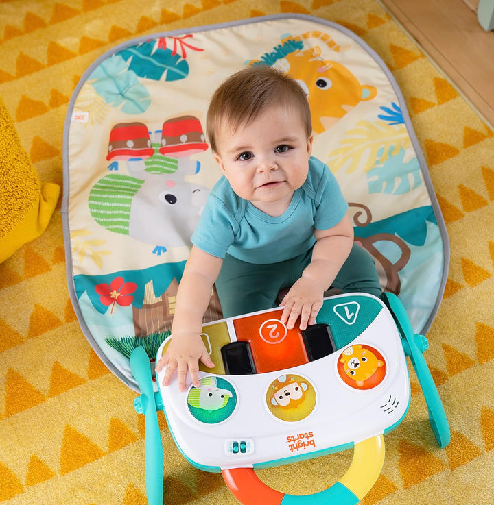 Bright Starts, 4-in-1 Groovin’ Kicks Tropical Safari Spieldecke mit Klavier und Trommel, Mehrfarbig