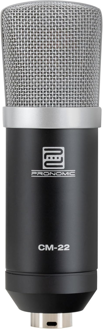 Pronomic CM-22 Studio Grossmembranmikrofon XLR-Kondensatormikrofon (mit Mikrofonspinne, Etui, Windsc