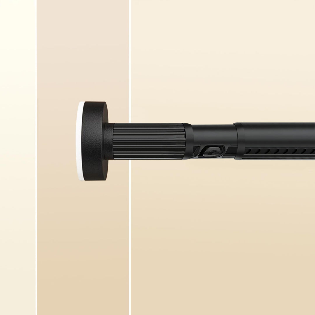 Gardinenstange ohne Bohren 100-400cm, Ø32mm Matt Schwarz Multifunktionale Vorhangstange zum Einklemm