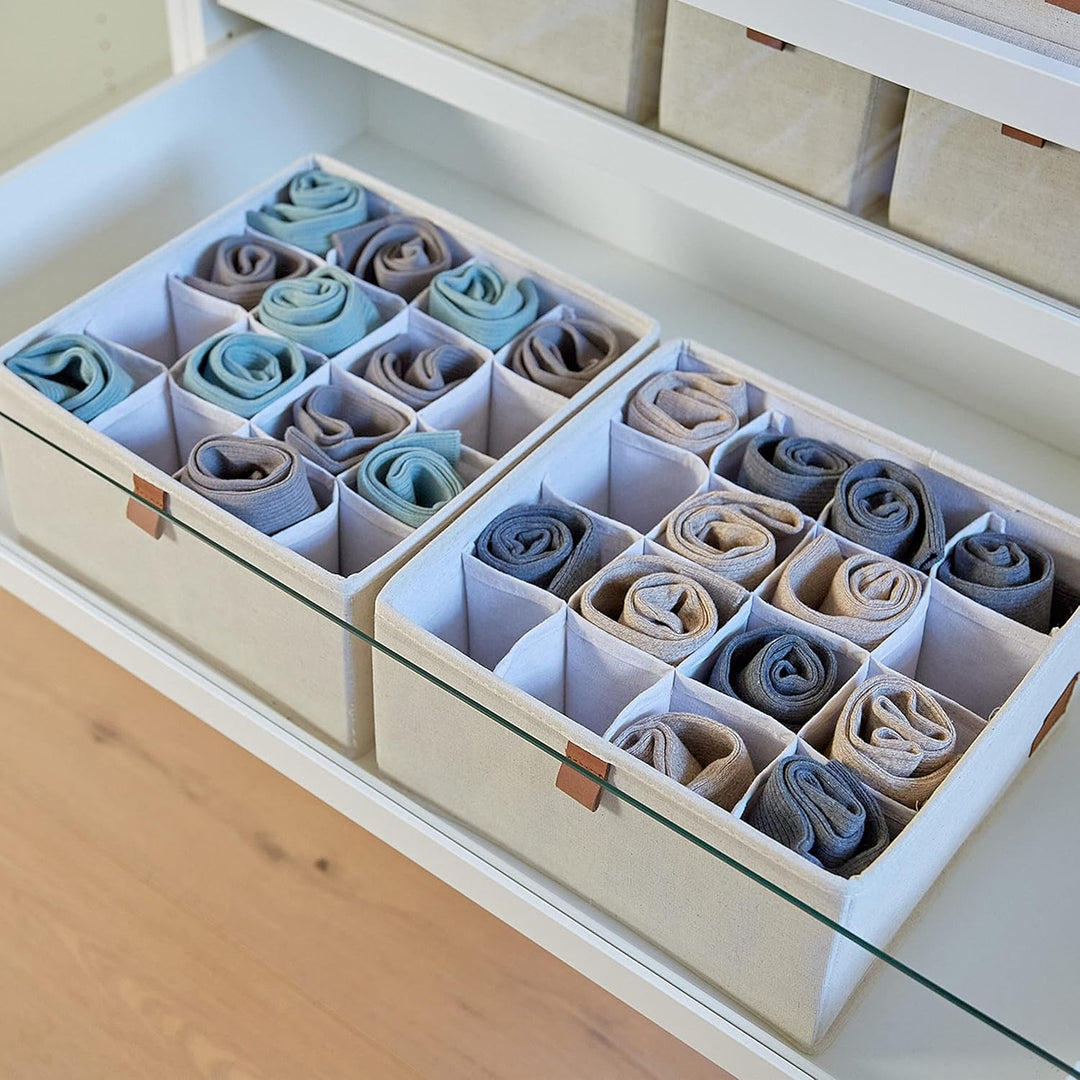 LOVE IT STORE IT Premium Schubladen Organizer 2-teilig - Schrank Organizer aus Stoff - 16 Fächer für