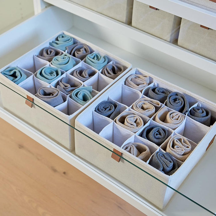 LOVE IT STORE IT Premium Schubladen Organizer 2-teilig - Schrank Organizer aus Stoff - 16 Fächer für