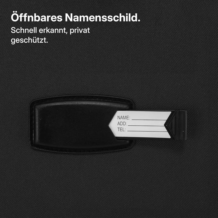 Stoffkoffer erweiterbar mit Frontfächern,15% Extra-Volumen, TSA-Schloss, 360° Doppelrollen & verdeck