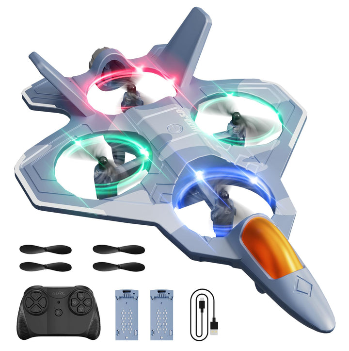 4DRC V50 RC Flugzeug,2 Startmodi, Lichter, 360° Flip, Headless-Modus, 3 Geschwind, 2 Batterien, 2,4