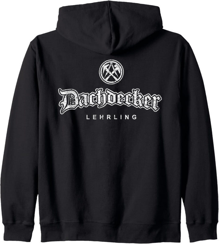Zunftzeichen Dachdecker Lehrling in alt-gotischer Schrift Kapuzenjacke