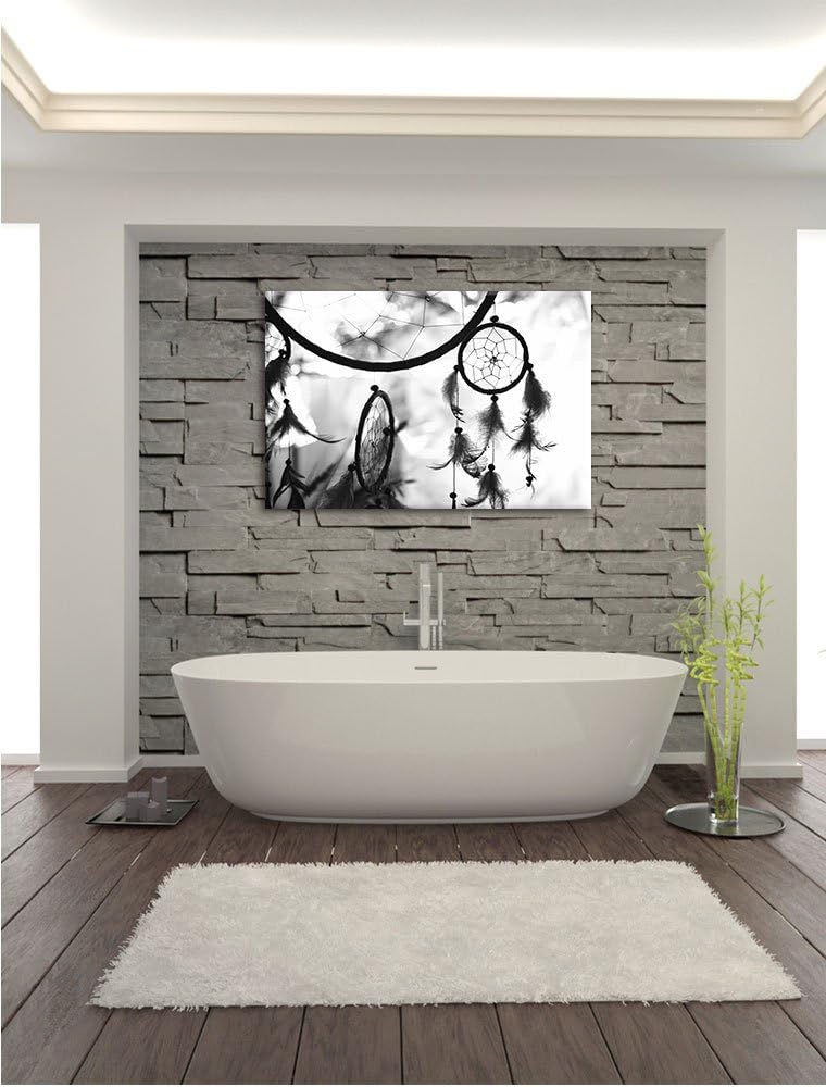 Pixxprint Traumfänger B&W als Leinwandbild/Grösse: 100x70 / Wandbild/Kunstdruck/fertig bespannt, 100