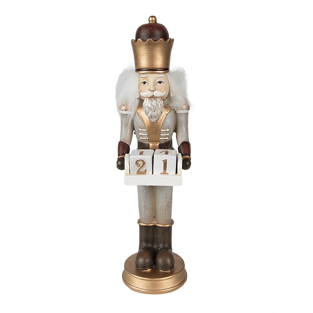 Clayre & Eef Figur Nussknacker 22 cm Grau Polyresin Weihnachtsfiguren