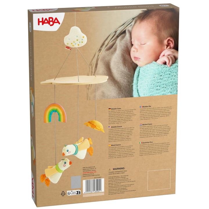 HABA Mobile Gans – Baby-Mobile aus Holz & Stoff, Baby Spielzeug zum Entdecken und Schauen, für Klein