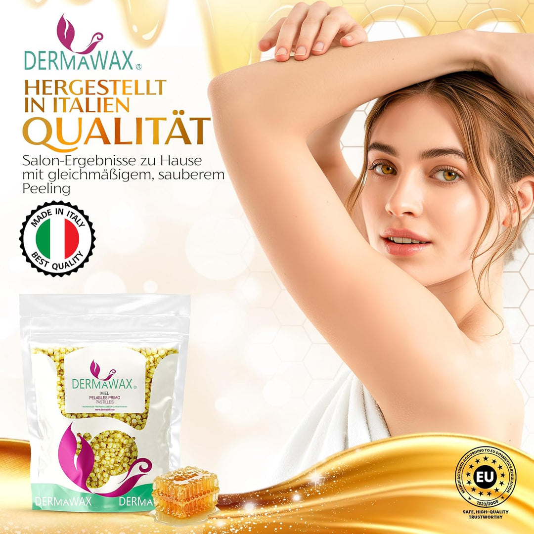 2 kg Dermawax Natural Honig Wachs Heisswachs Waxing Perlen Wachsperlen Wax Anwendung ohne Wachsstrei